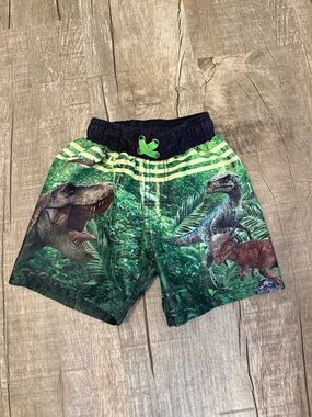 5/$15 Green Dinosaur Print Kids Swim/Play Shorts size 4